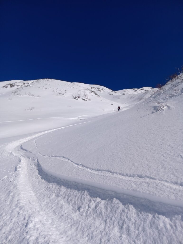 メローな斜面で滑る